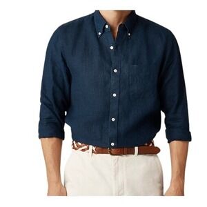 J. Crew Baird McNutt Men's Shirt Blue‎ 100% Irish Linen Slim Button Down Size 14